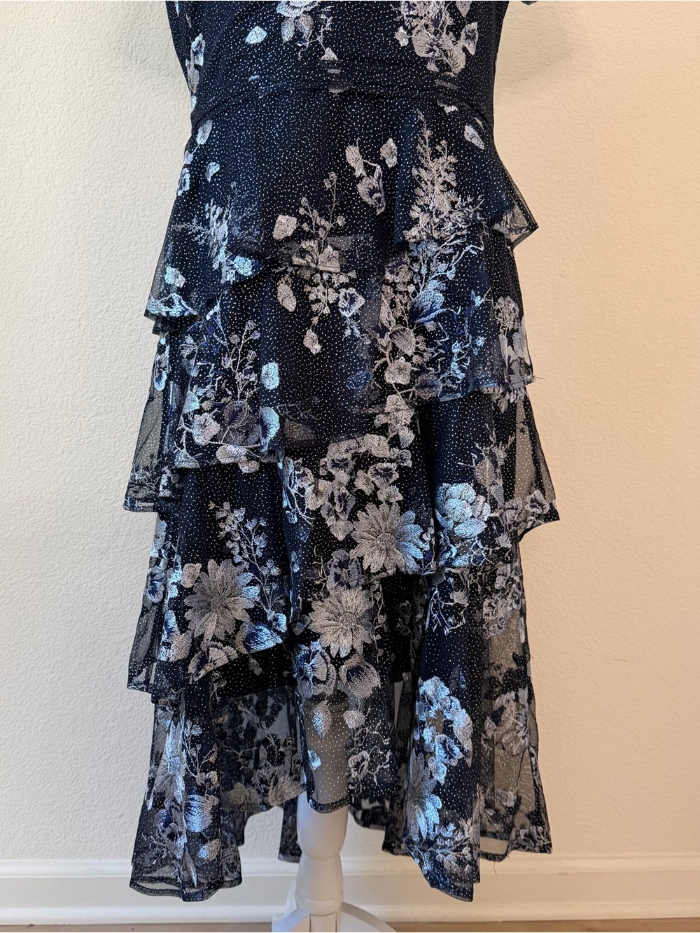 Marchesa Notte Midi Cocktail Dress in Navy Sz 12 NWT - Picture 3 of 12